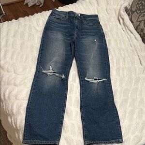 Blue Boyfriend Jeans with Distressed Details